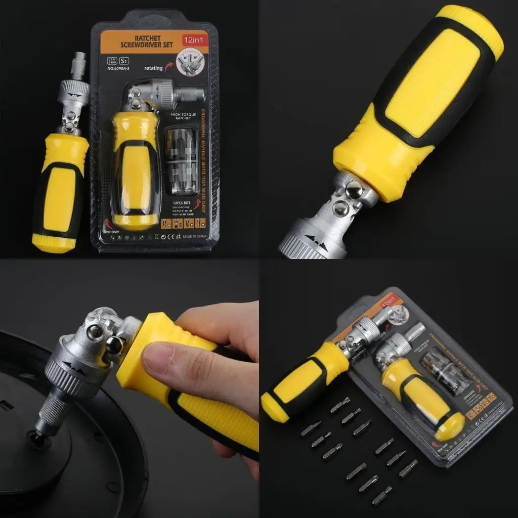 

652F Screwdriver Set 180° Rotating Ratchet Screwdriver Bit Set for Cr-V Steel Hand To