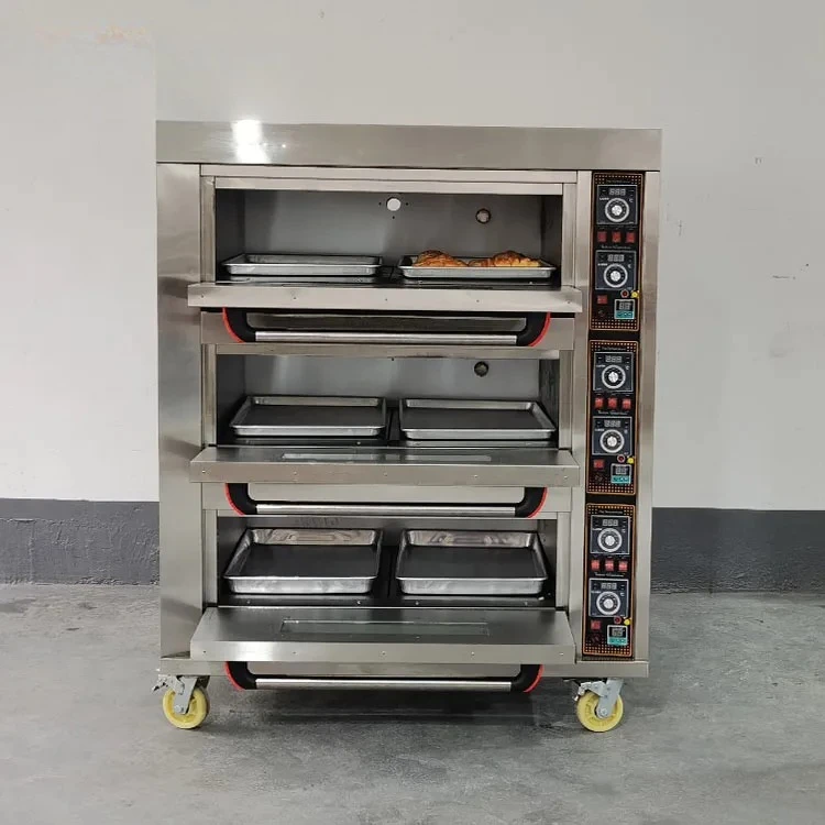 Kitchen Commercial Baking Oven Big Capacity 3 Layer 6 Trays Electric Deck Oven for Cake Bread Pizza Commercial Bakery Machine