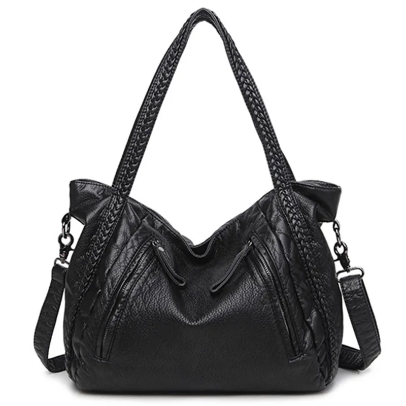 Large Soft Leather Bag Women Handbags Braided Ladies Crossbody Bags Shoulder Bag Female Big Tote for Women Leather Hobo Bag