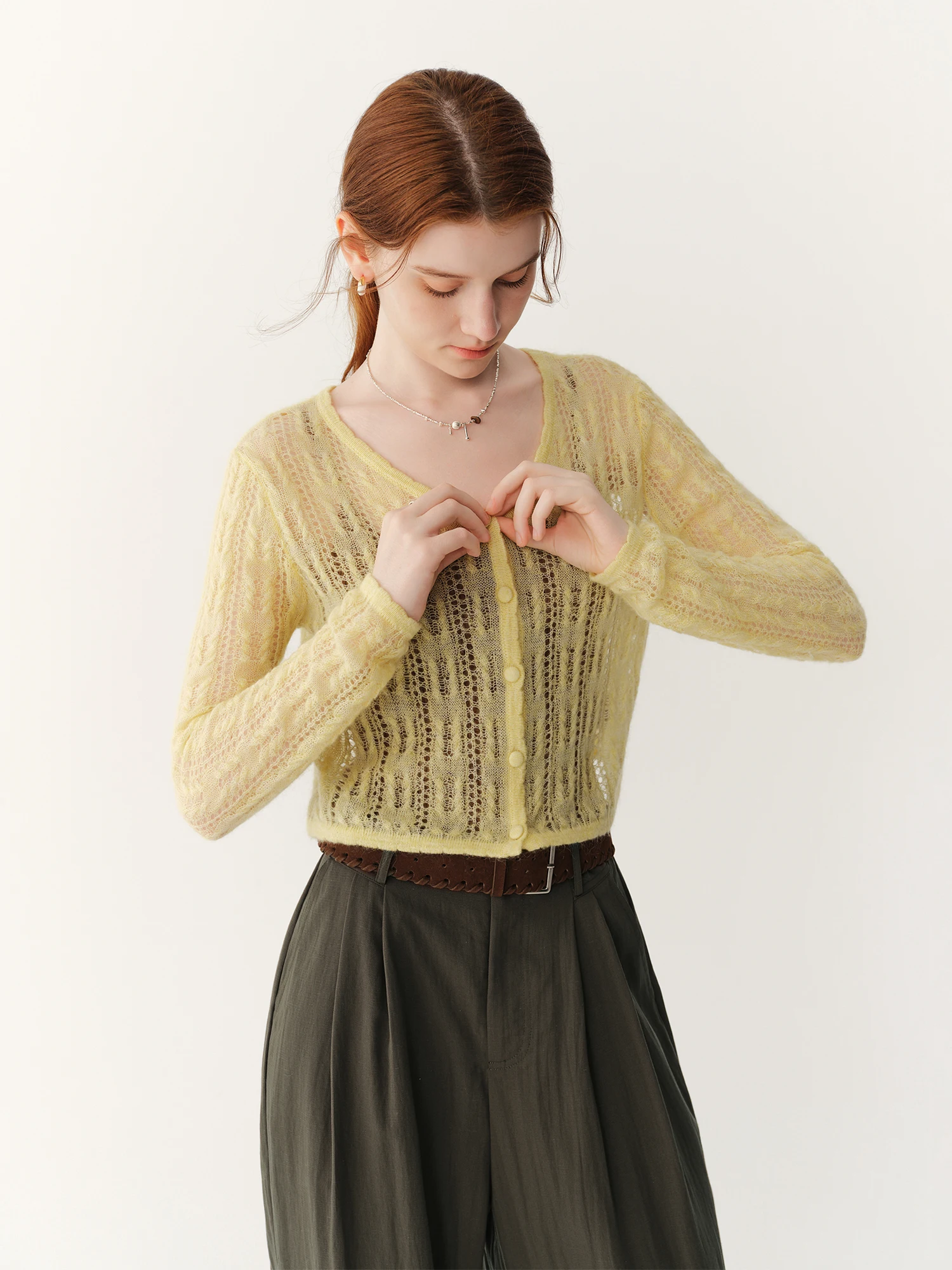 FSLE 2026 Fall New V‑Neck Holl - Sleeved Cable Kit ulasan dan harga