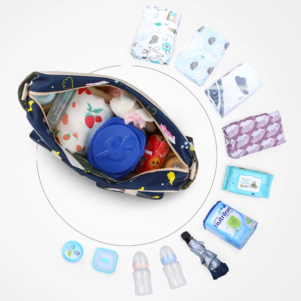 Waterproof nylon printed shoulder mother bag cross-body hand-held maternity and baby bag with large capacity mommy bag