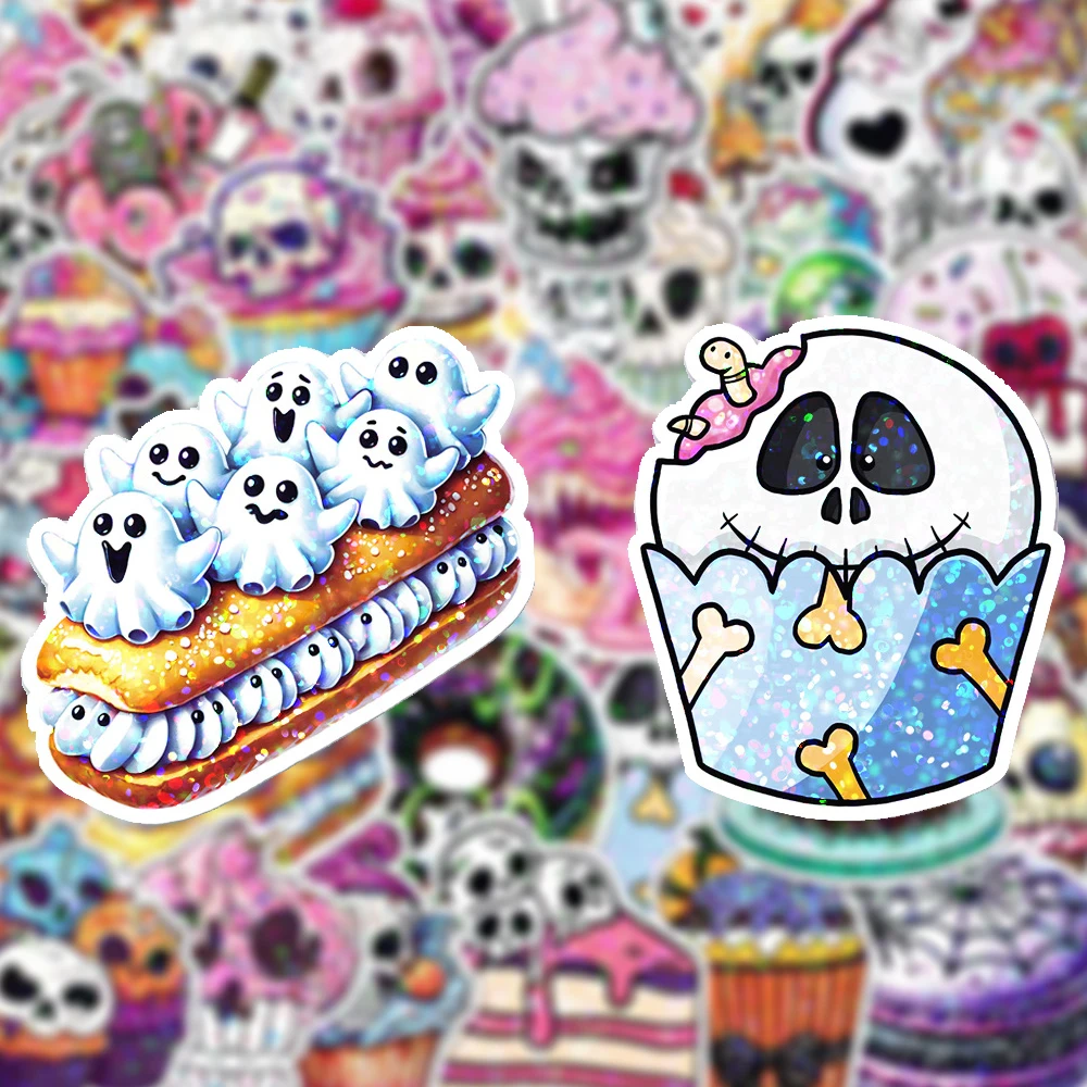 

10/30/50pcs Cool Halloween Skull Cake Stickers Gothic Decals DIY Notebook Skateboard Phone Laptop Waterproof Sticker Fun for Toy