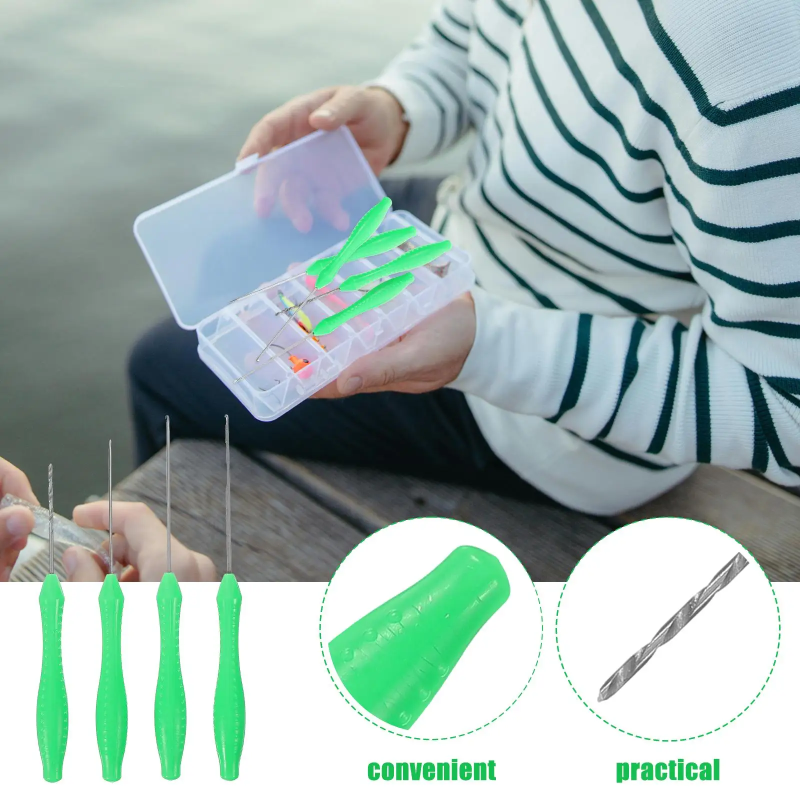 

4 Pcs Plastic Bait Needle Hook Tool Stainless Steel Lure Rigging Needles Fishing Baiting Accessories Soft Lure Baiting Kits Sea