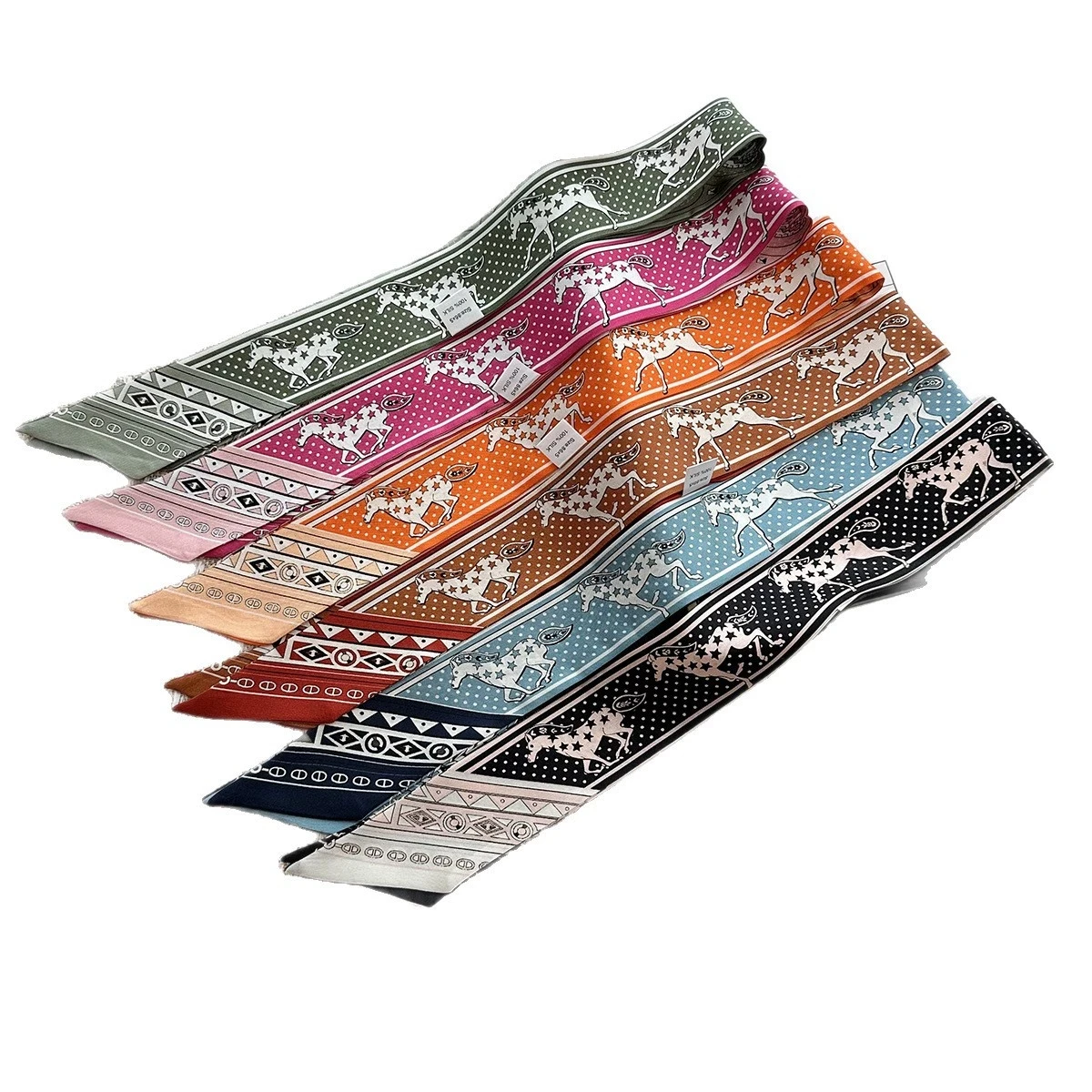 

Wholesale 86*5CM New Printed 100% Silk Scarf Women Luxury Hair Tie Skinny Bag Scarves Romantic Mulberry Silk Neckerchief 2pc/lot