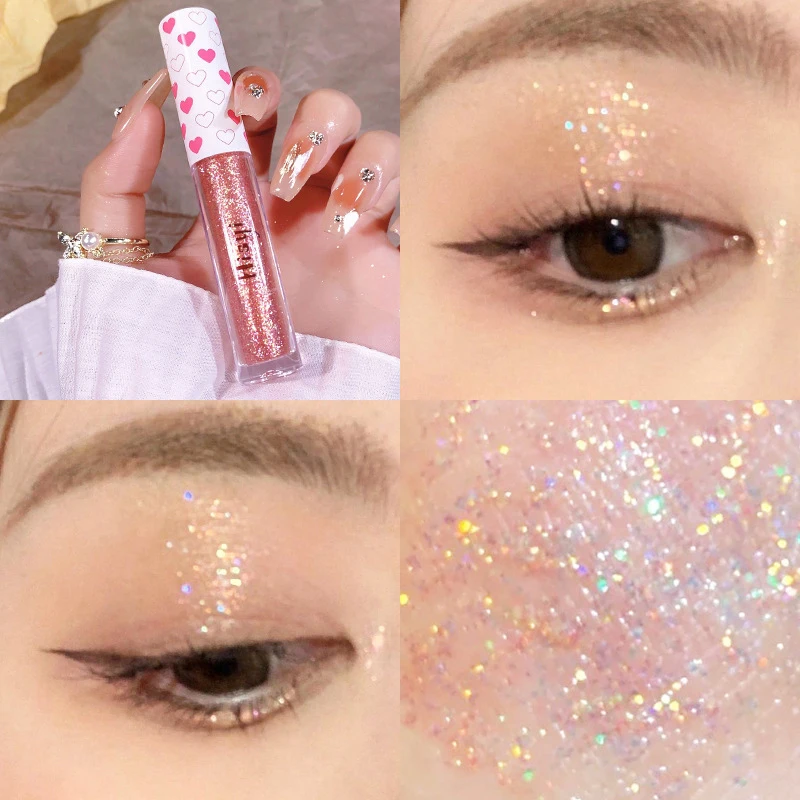 6 Colors Glitter Liquid Eyeshadow Waterproof Long Lasting Monochrome Pearly Fine Sparkling Sequins Eye For Beauty Tool