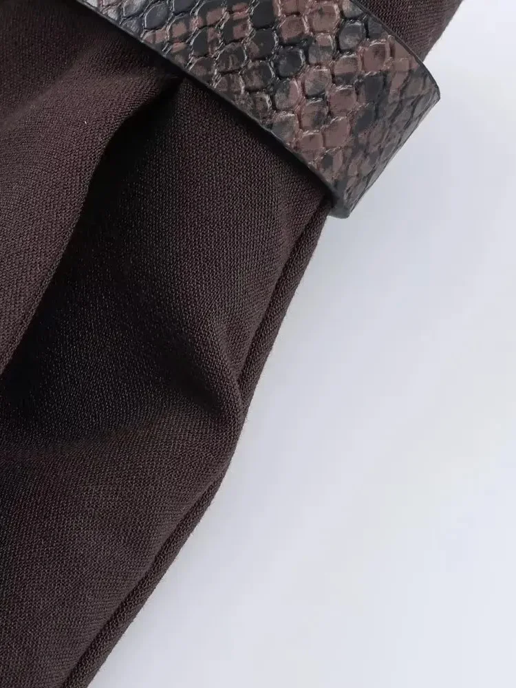 

Женские летние модные универсальные брюки-капри с высокой талией, на молнии, с карманами и поясом, однотонные, до колена