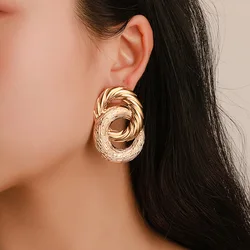New Double Round Interwoven Earrings For Women Niche Design Advanced Sense Cool Personality Fashion Jewelry Gifts