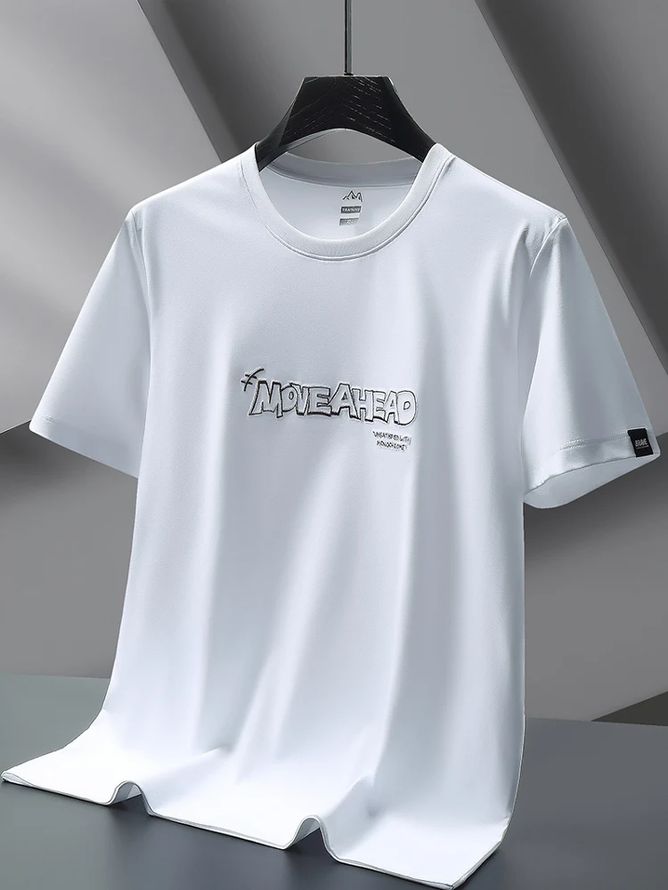 

Новая мужская футболка с коротким рукавом, быстросохнущая, летняя, тонкая, повседневная, свободного кроя, с круглым вырезом, спортивный топ для папы, удобная, дышащая, комфортная.