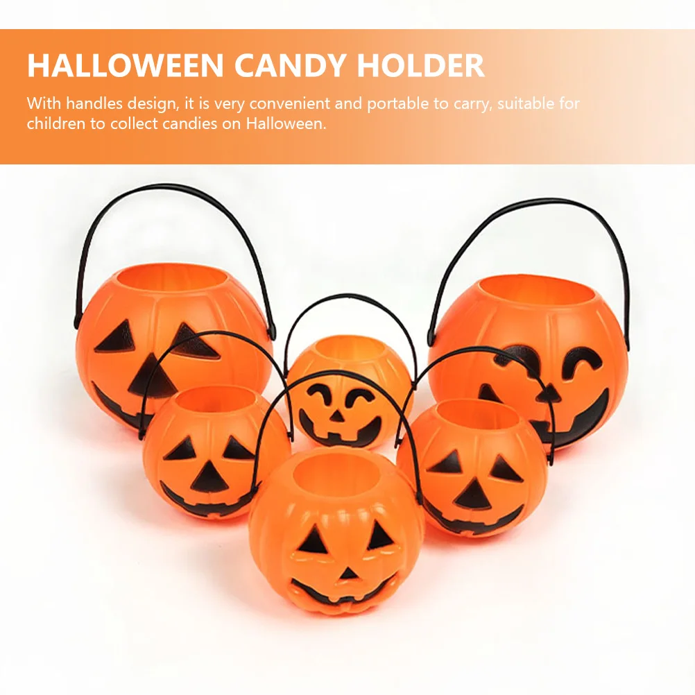 

6 Pcs Mini Pumpkin Bucket Candy Holder Buckets Snack Halloween Containers Baby Boy