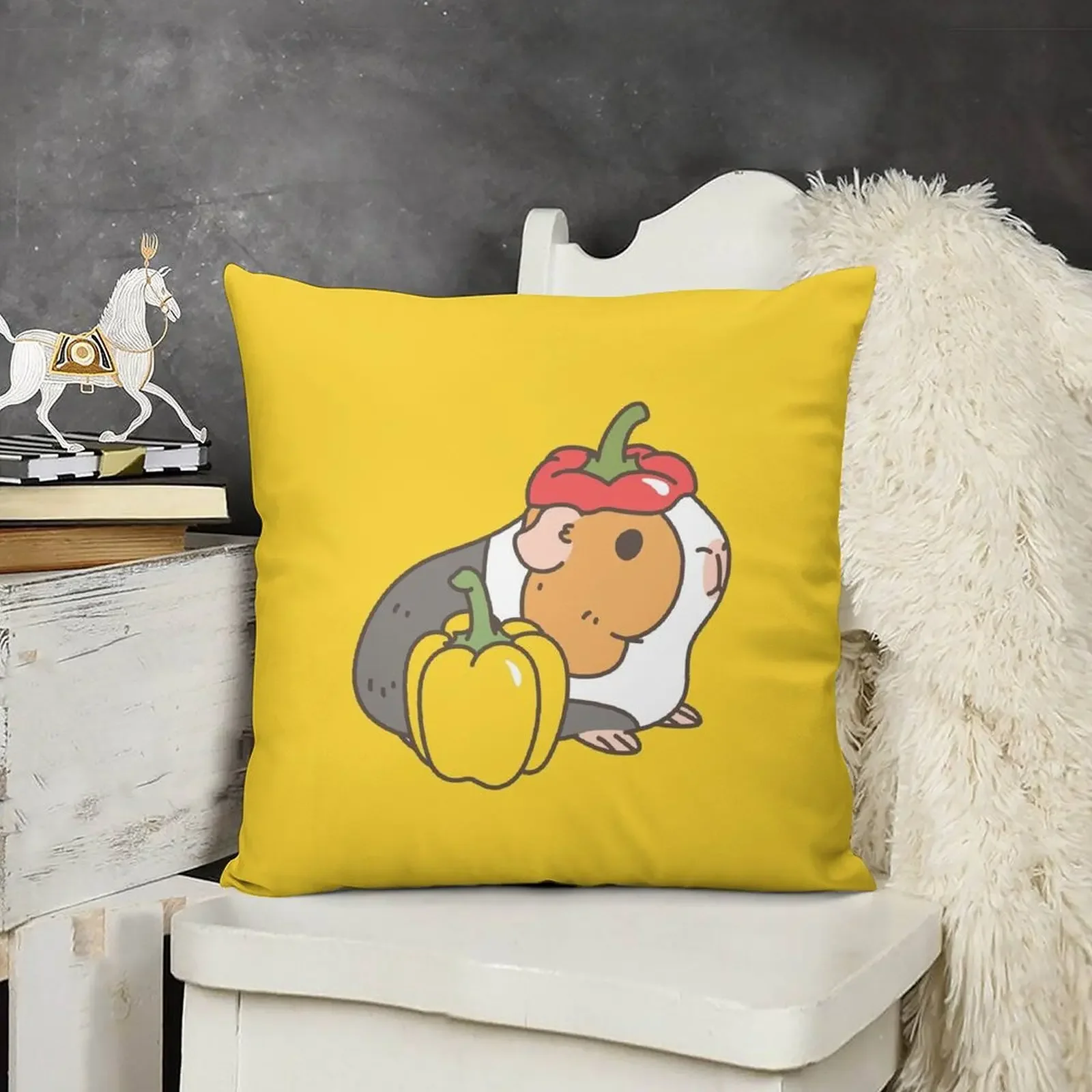 Bell pepper, cherry tomatoes and Guinea pigs pattern Throw Pillow Sitting Cushion Sofa Cushion Cover pillow