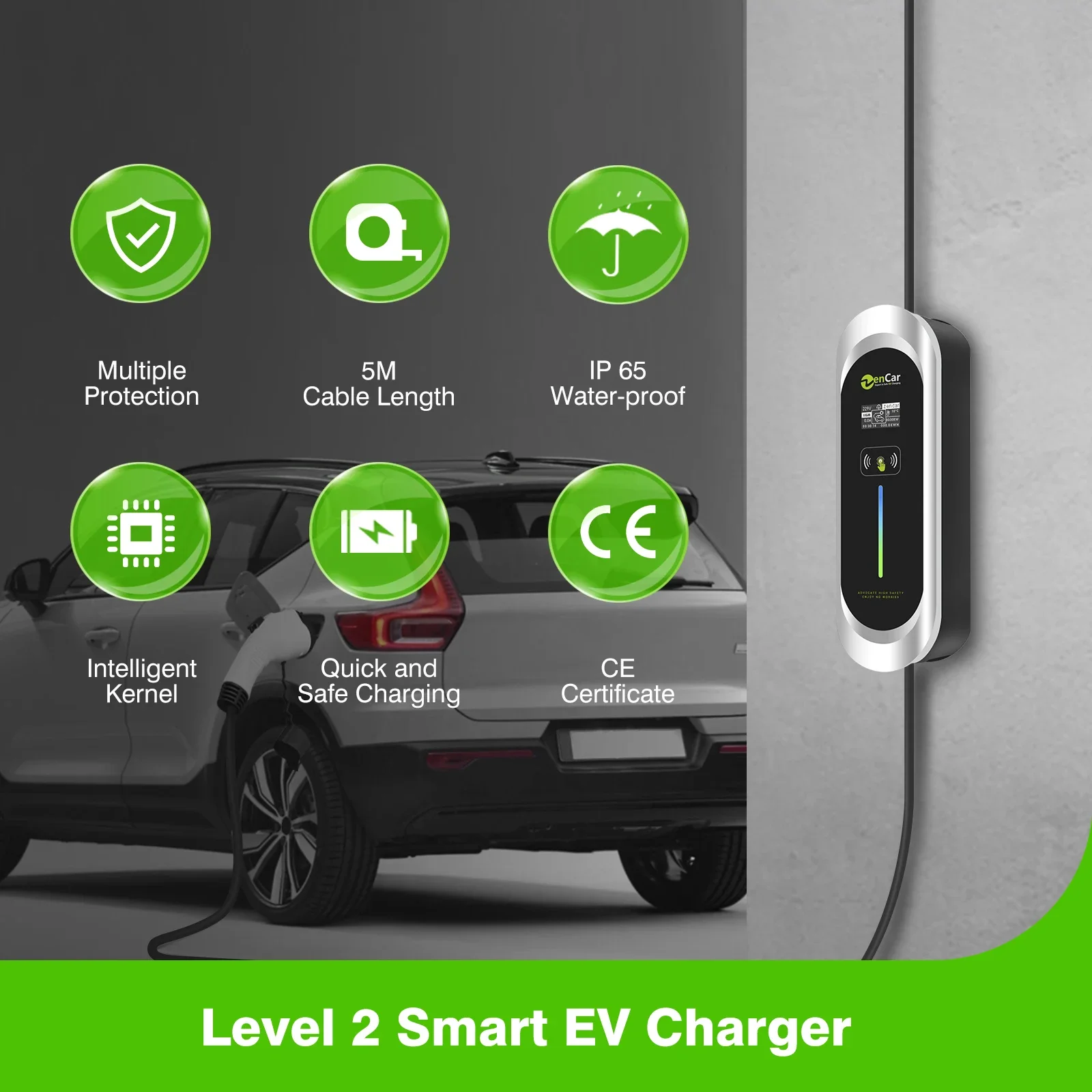 2022 NEW ZENCAR 16A 3.6KW Type 1 EV Car Charger Portable Level 2 EV Charger for Home AC Electric Vehicle Fast Charging