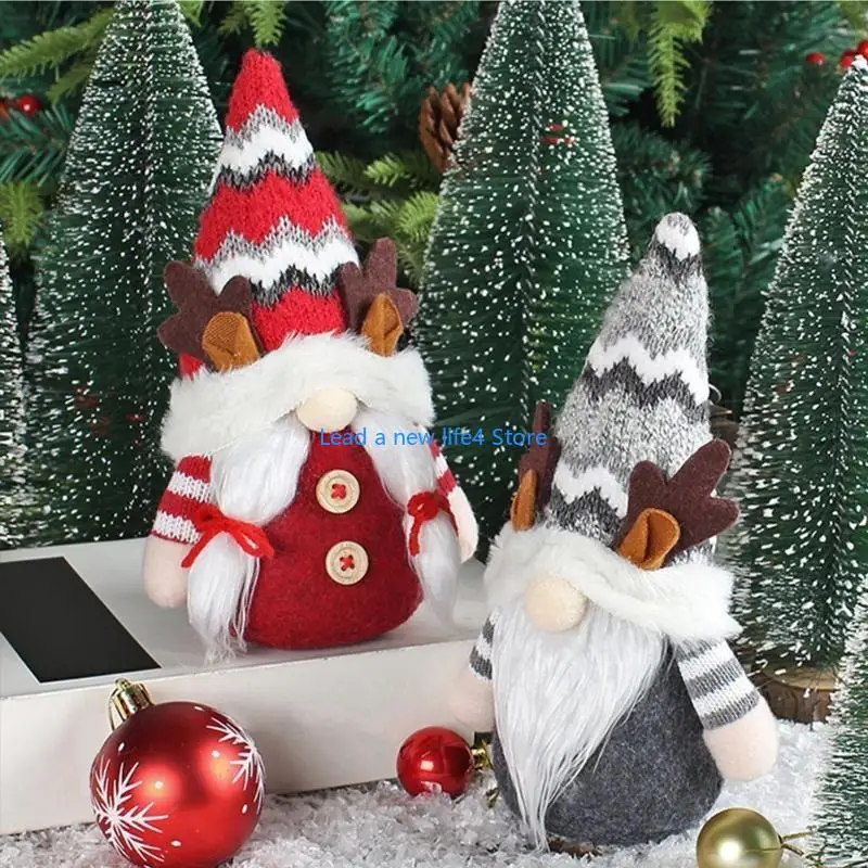 Y55E Festliche Rentier -Geweihhut gesichtsloser Plüschspielzeugdekoration für die Weihnachtsfeier