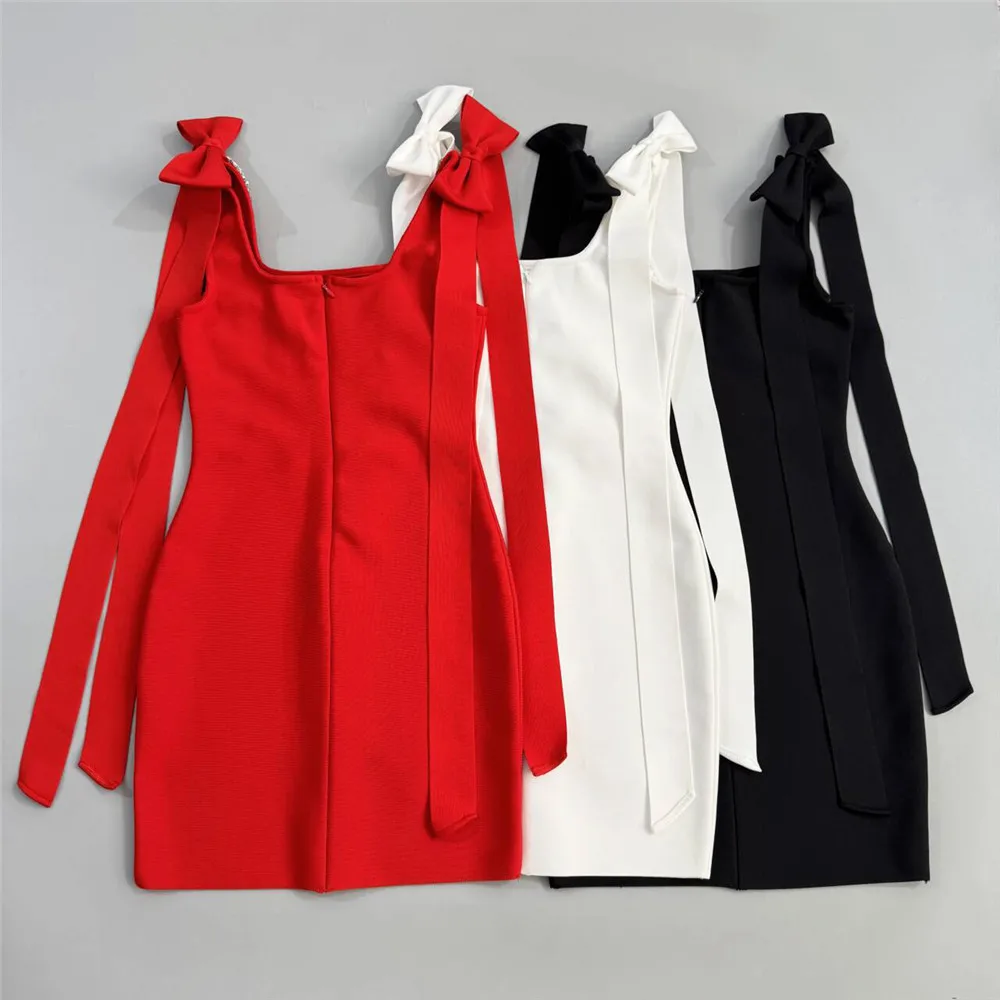 فستان نسائي جديد بأشرطة بدون أكمام وياقة مربعة وألماس على شكل حرف A فساتين حفلات أعياد الميلاد الصغيرة للمشاهير والحفلات المسائية والنوادي