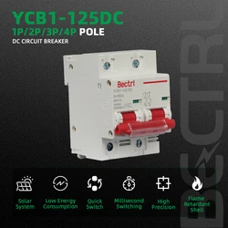 YCB1-125DC Circuit Breaker 2P 80A/100A/125A Solar Energy Photovoltaic DC Circuit Breaker Mini Circuit Breaker DC250V 500V