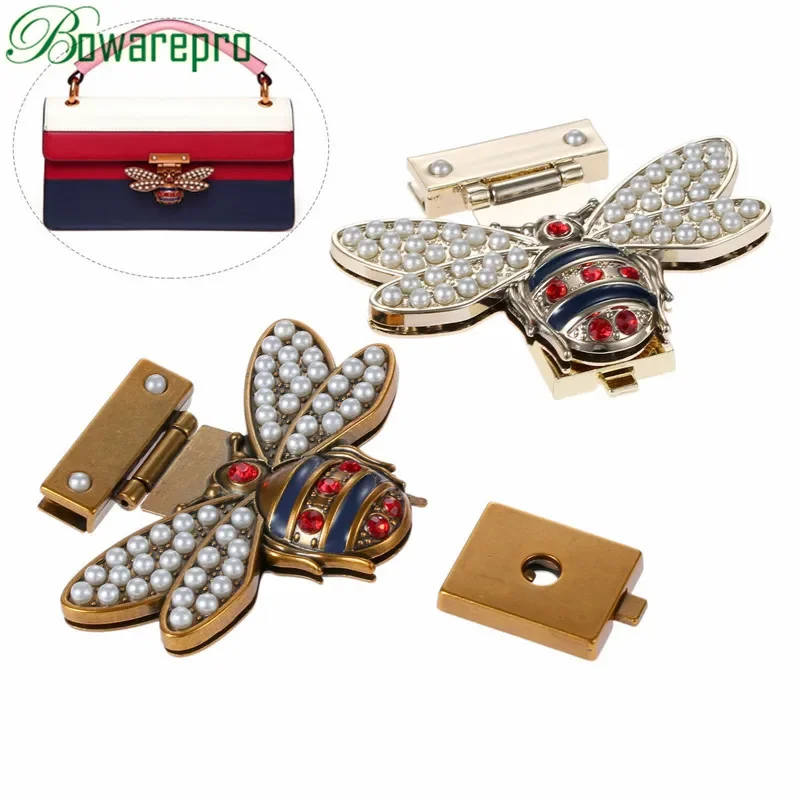 bowarepro DIY Women Bee Clasp Turn Twist Lock For Handbag Bag Accessories Shoulder Bag Purse Gift Metal Lock for DIY Bag 81*70mm