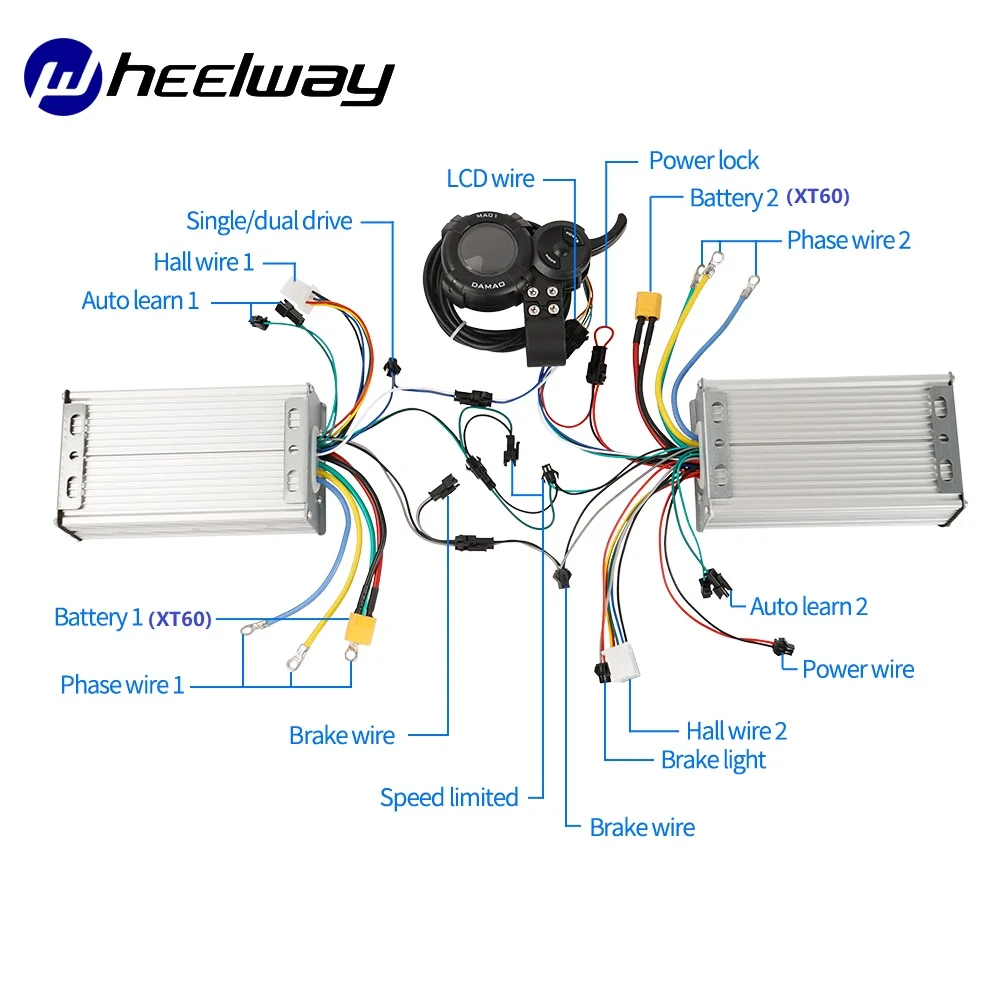 Controller a doppia trasmissione con acceleratore Display LCD colorato per Scooter elettrico a doppio motore 1500W 3000W 3500W