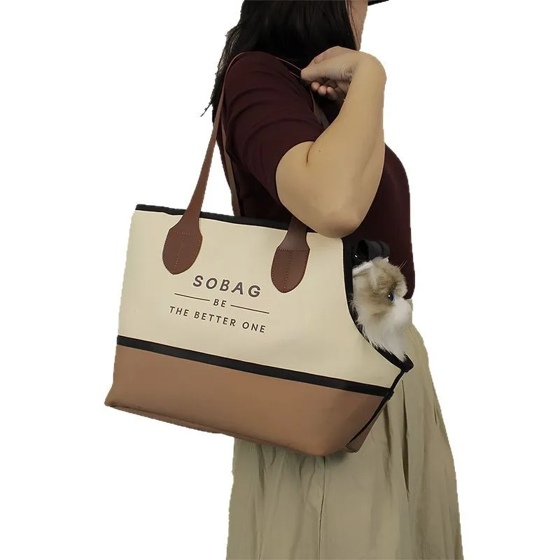 Bolsa bandolera transpirable para gato y perro con cabeza fuera - imagen 2