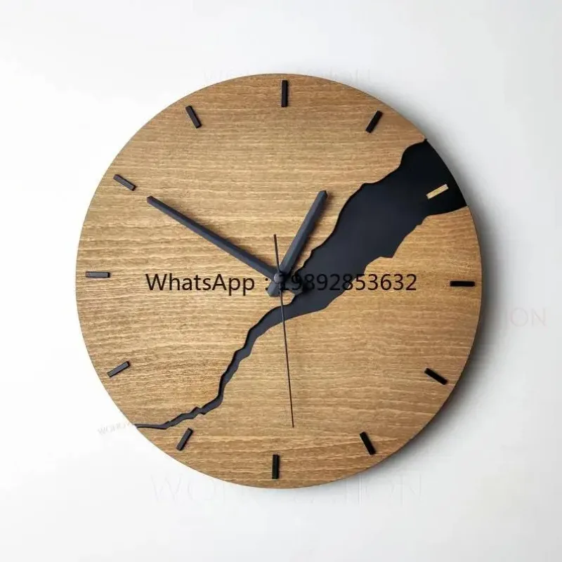 

LYY Creative Crack Simple Wooden Wall Clock Modern Home Decoration Background Wall Clock