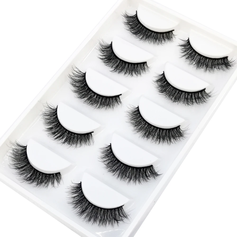 HBZGTLAD – Faux cils 3D soyeux, naturels, longs, épais, doux, 5 paires, pour maquillage