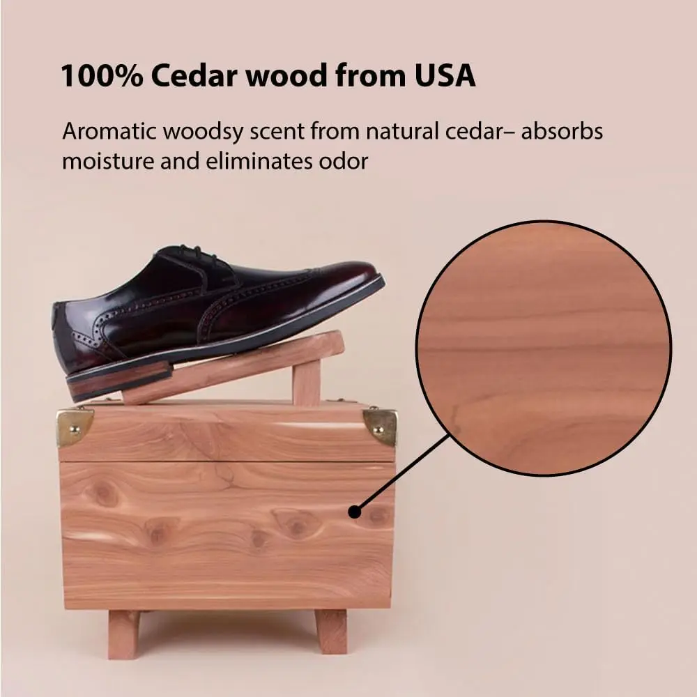 Grand Cedar Wood Storage Box, Shoe Polish Cream & Shoe Care Tools for Leather Shoes