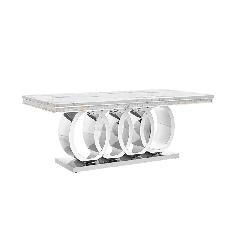 

Marble dining table household high-end rectangular, large apartment light luxury