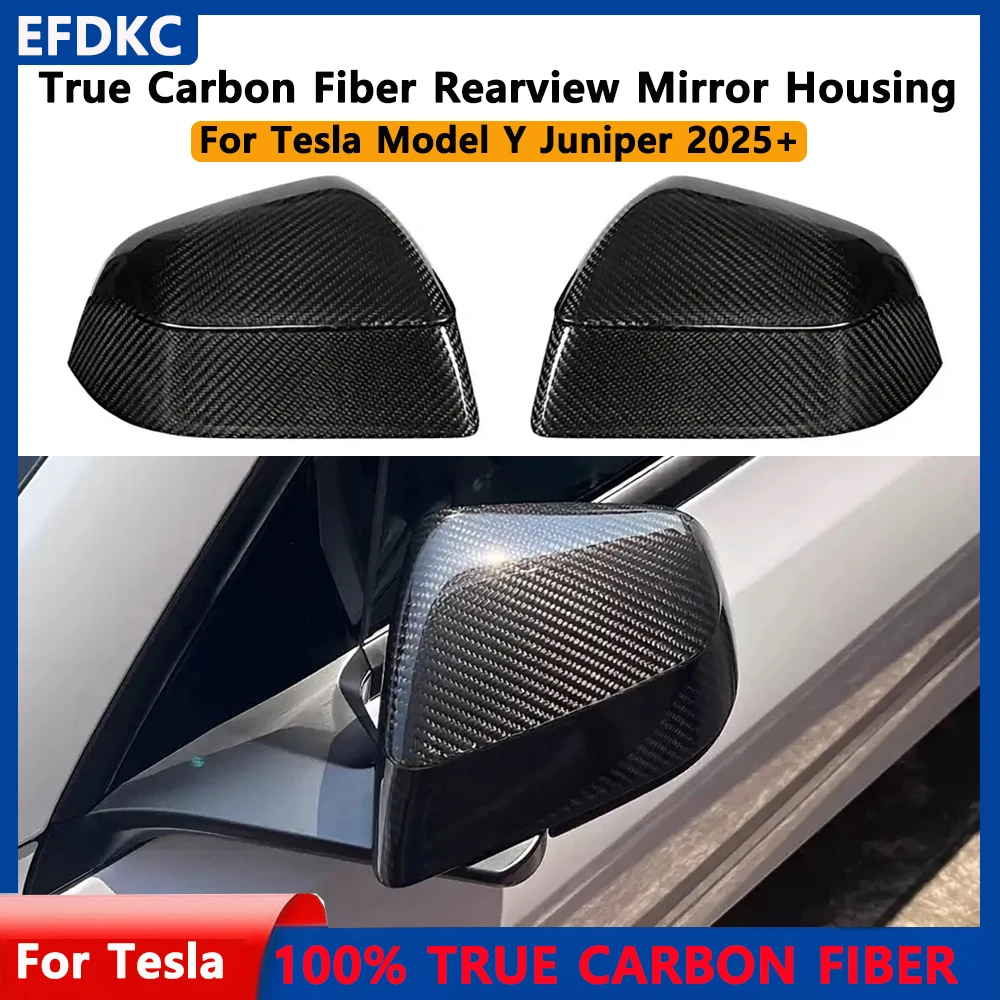 Real Carbon Fiber Rear View Mirrors Cover For New Tesla Model Y Launch 2025+ Juniper 2025  Side Door Rearview Mirror Cover Matte