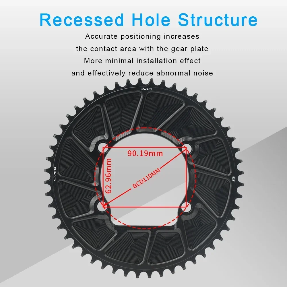 RIRO Bicycle Chainwheel 110BCD 46/48/50/52/54/56/58T Bike Crown Chainring Road Bike Single Sprocket for Shimano 105/FC-R7000