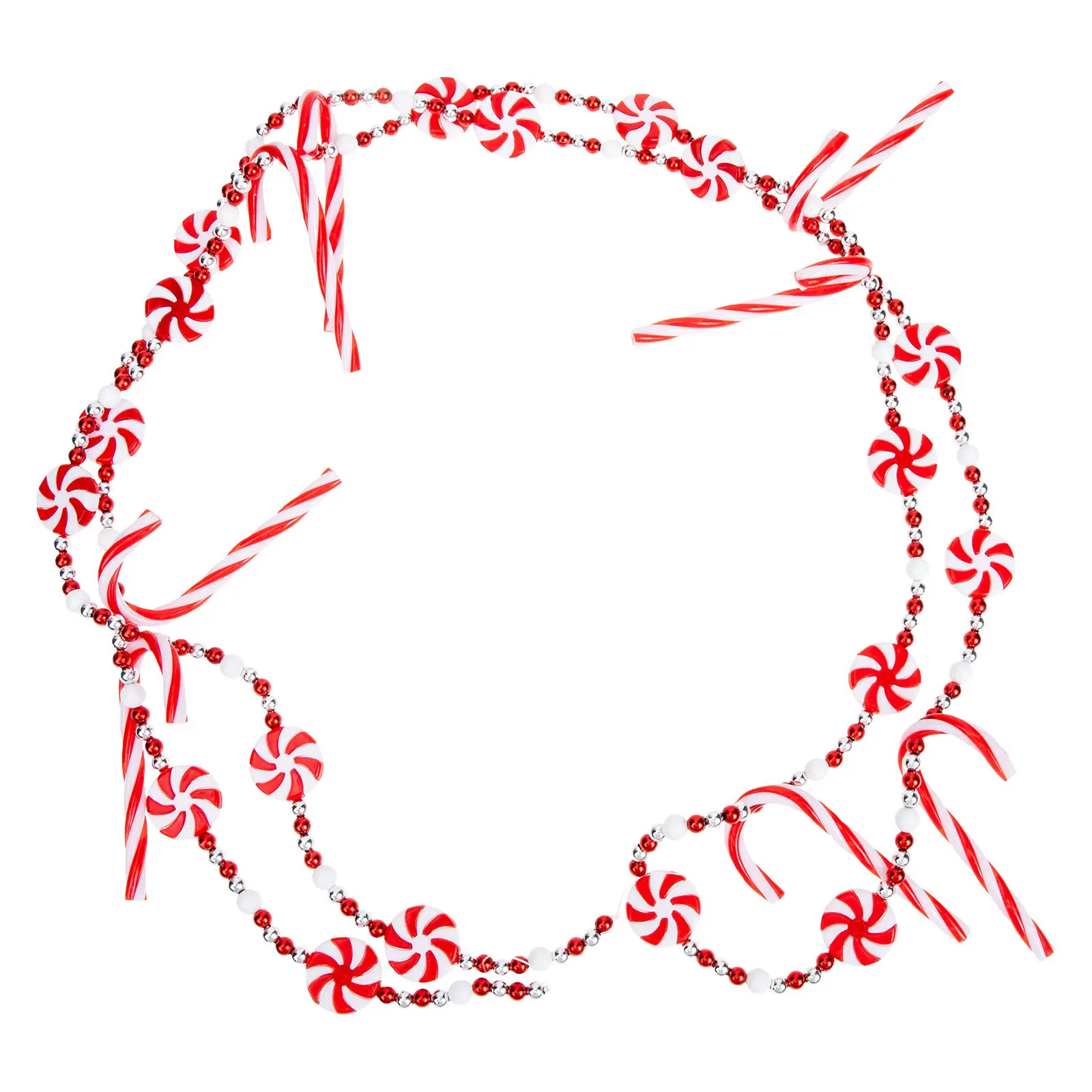 

Christmas Beaded Garland Candy Design Hanging Xmas Wall Decor Plastic Bead String Walking Stick Candy Pendant Party Hanging