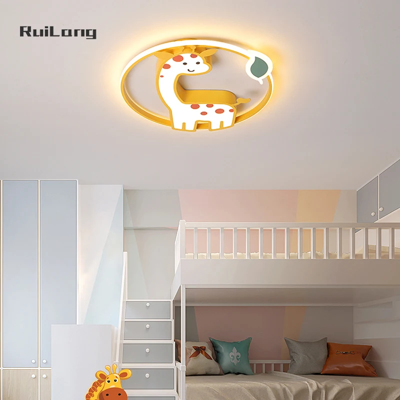 Imagem -05 - Lâmpada de Teto Girafa Kawaii para Meninos e Meninas Candelabro dos Desenhos Animados Brilho Animal Bonito Luz de Teto Infantil Luz do Quarto do Bebê