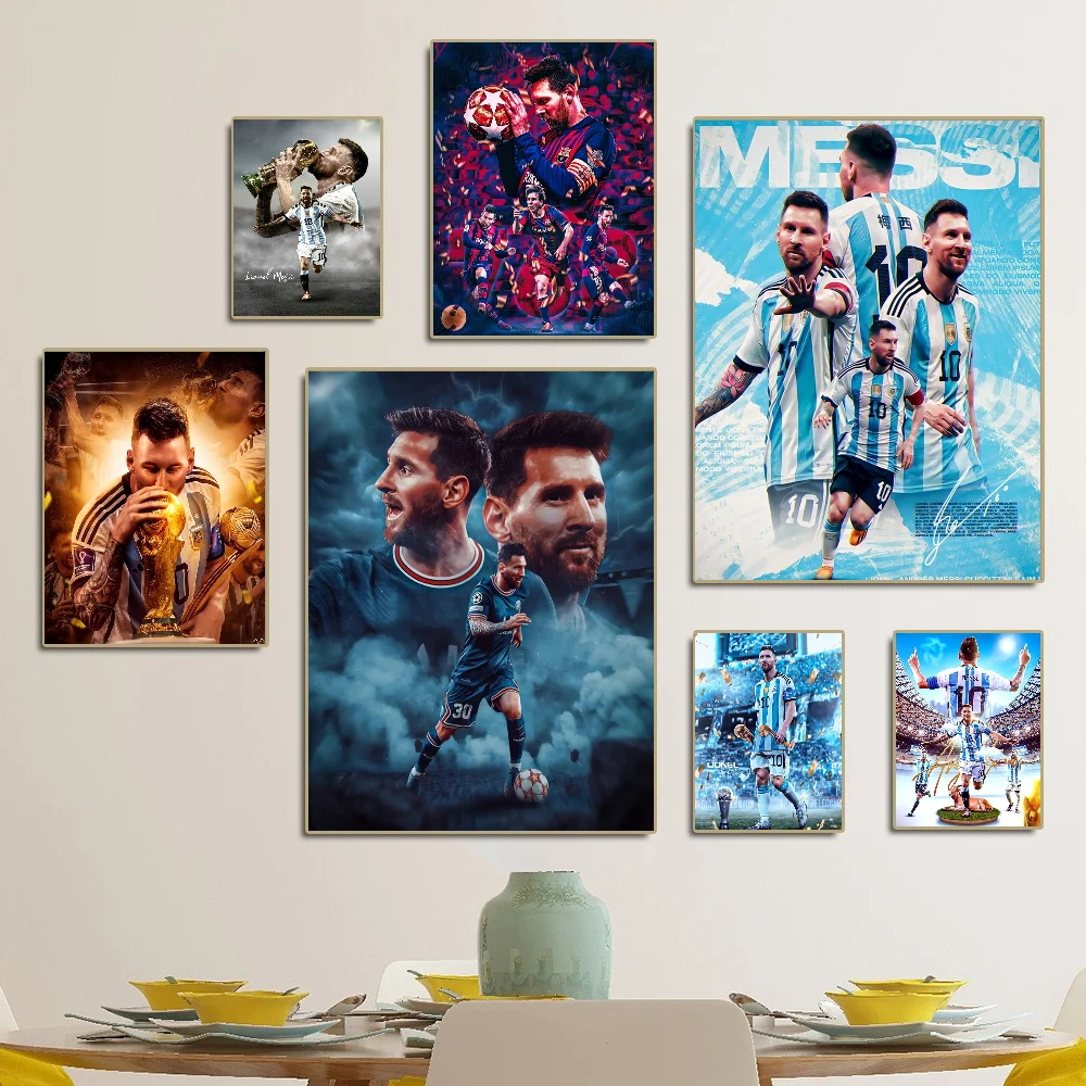 Football Star M-Messi Movie Sticky Posters Whitepaper Sticker DIY Room Bar Cafe Posters Wall Stickers