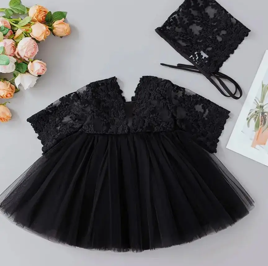 New Baby Girl Party Dress with Banner Girls' Christening Dresses Kid Lace Clothes Children Clothing Christmas