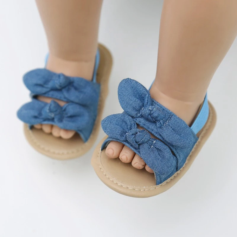 Sandalias de verano para niña, zapatos de suela suave para cuna, lazo a cuadros, rayas florales, fiesta, Princesa, playa, ropa para bebé de 0 a 18 meses