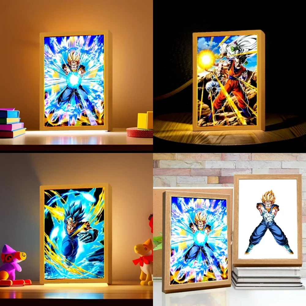 Anime Dragon Ball Z Light Painting Photo Frame Dragon Ball Figures Goku Action Figure Led Night Light Room Decor Gifts Moon Lamp