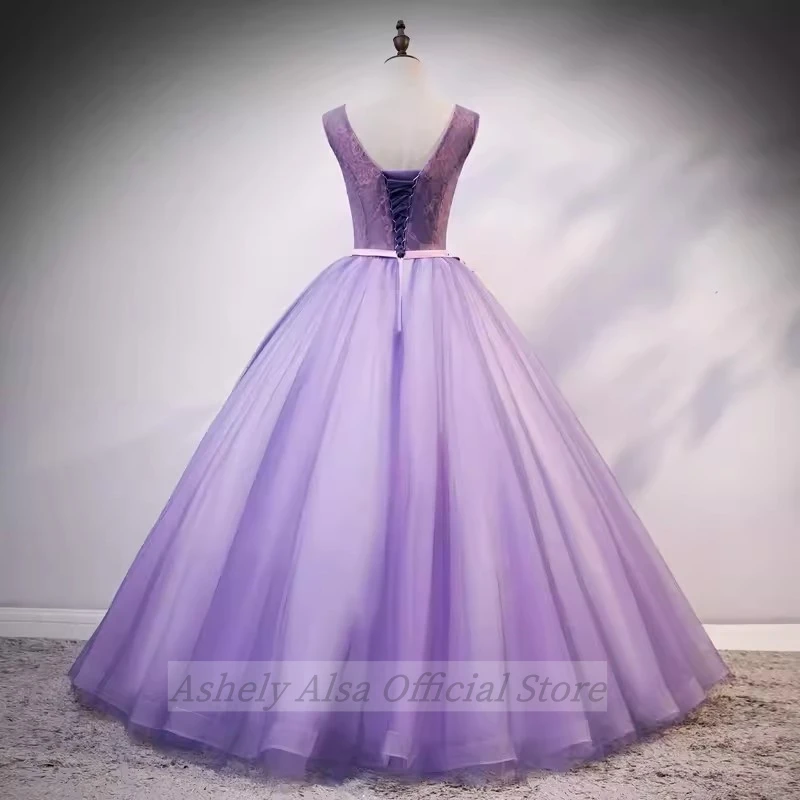 AA66 Customized Elegant Lilac Quinceanera Dress Flower Lace Up Floor Length Vestido De 15 Anos Sweet 16 Prom Party Gown Evening