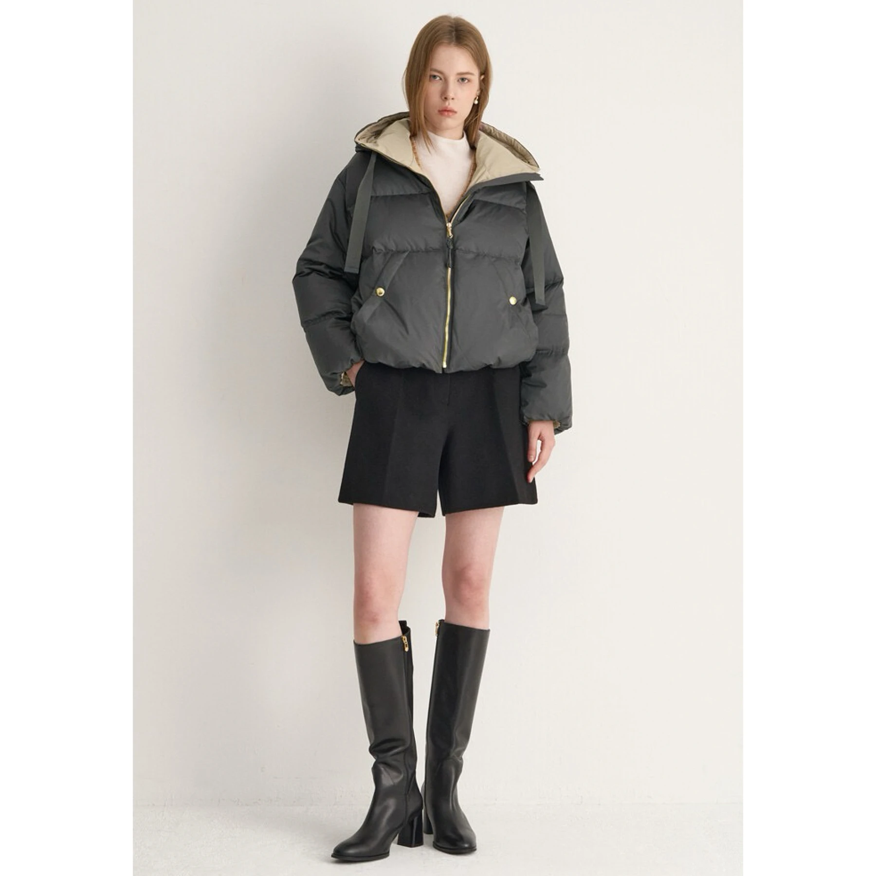 

Removable Hood Thiened ort down Jaet Commute Sle Lemon Cheese MIN25 Winter Women's Faion Warm Zipper Closure Coat