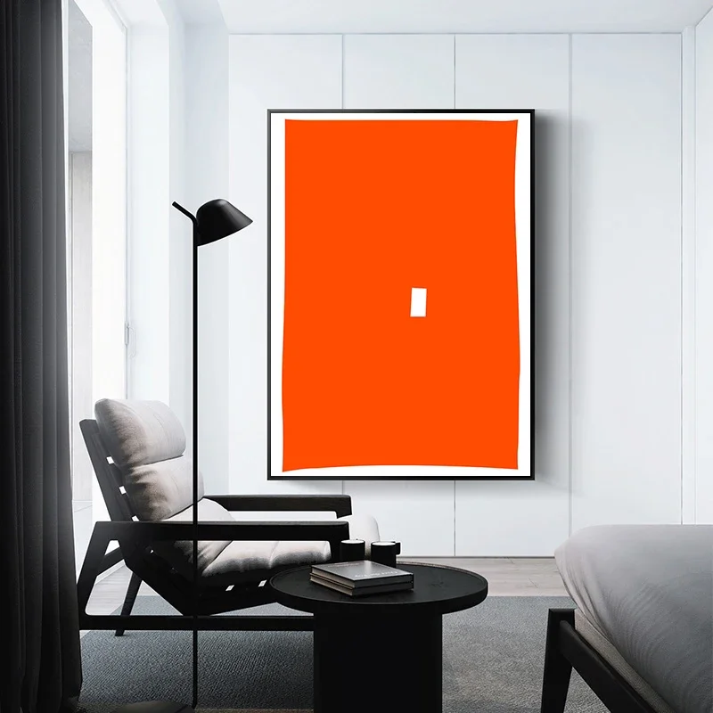 Nordic Abstract Wall Art Geometric Colour Block Orange Black HD Canvas Printed Poster Home Living Room Bedroom Decoration