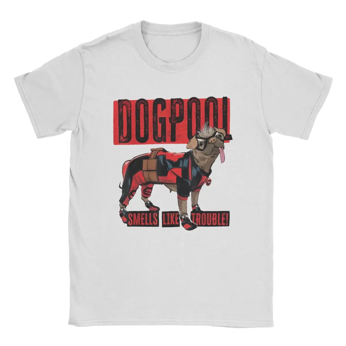 Deadpool & Wolverine Dogpool T Shirts Men Fashion Male T-Shirts Smells Like Trouble Tees Short Sleeve Clothing Original