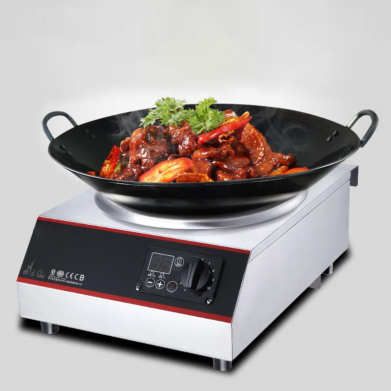 Fornello a induzione commerciale 5000w Concavo Stir Fry Fornello elettrico ad alta potenza Attrezzatura da cucina commerciale per hotel