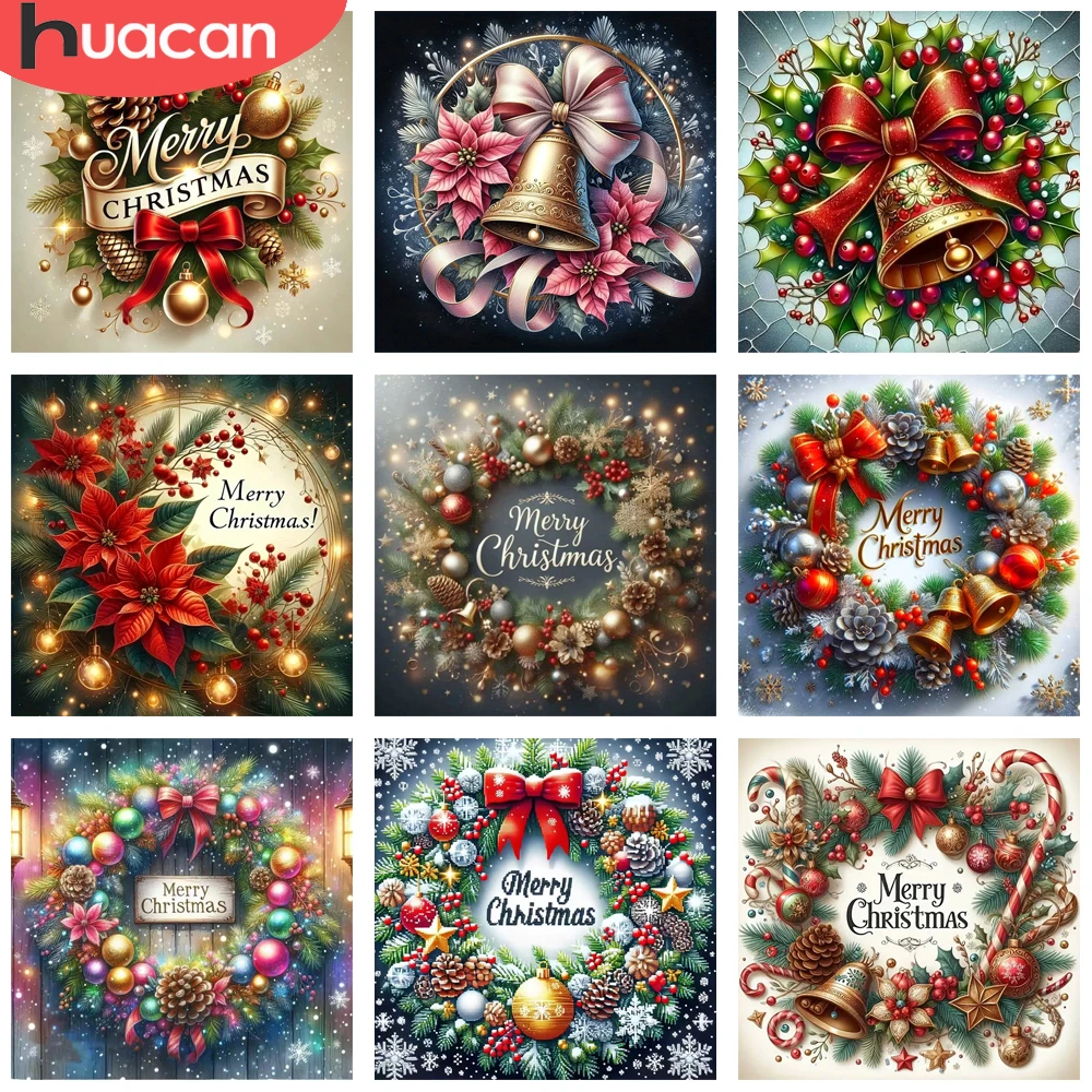 HUACAN Neue Kollektion Diamant Malerei Weihnachtskranz Volle Runde Diamant Mosaik Kit Home Decor Kunsthandwerk