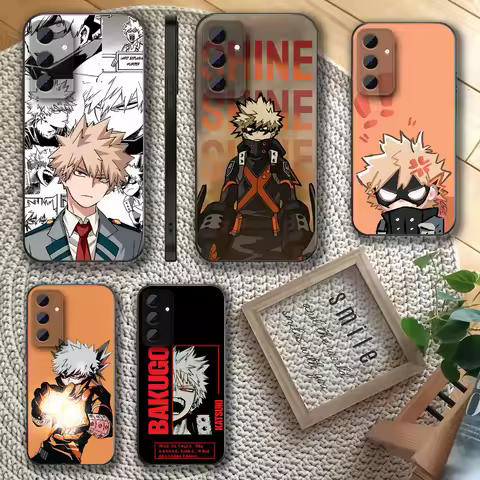 Katsuki Bakugo Hero A-Academia Phone Case For Samsung S 25,24,23,22,30,21,10,9,Ultra,Plus,Lite,FE,4,5 G Soft Black Case