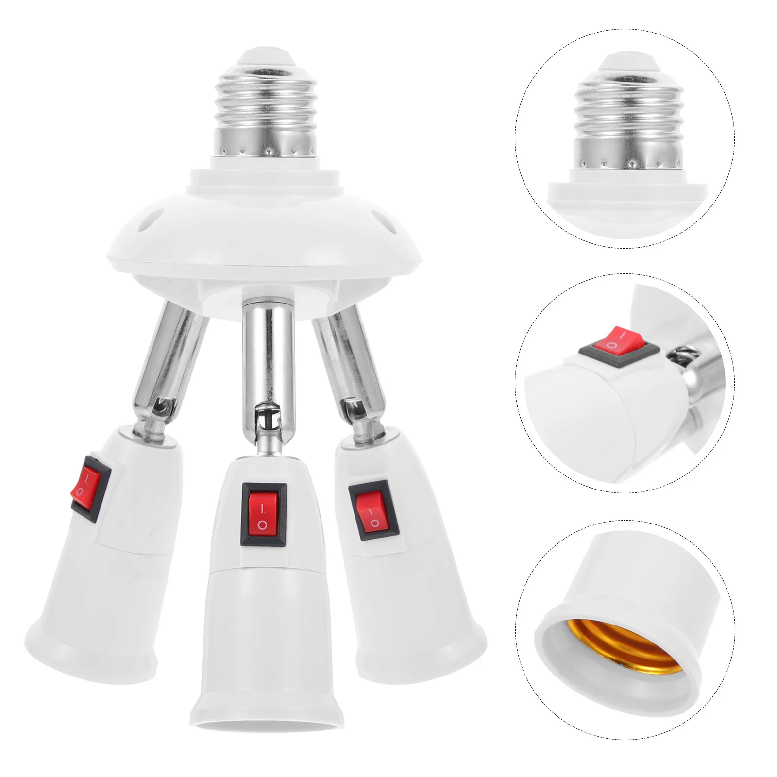 

E27 Splitter Adapter Fire-Resistant Bpt 200°C Heat Multi-Angle Lighting Home Office Workshop Use Bulb Changer
