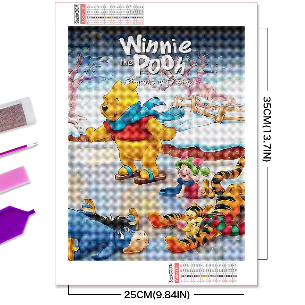 Disney Diamond Embroidery Winnie Pooh Full Display Cartoon Mosaic Eeyore Piglet Winter Picture Of Rhinestone Painting Home Decor