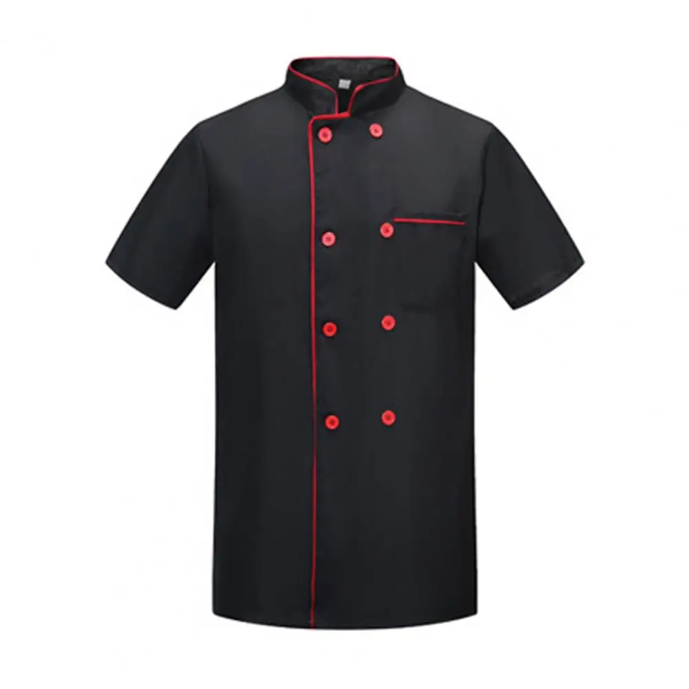 Uniforme de chef unisex de alta calidad, ropa de trabajo de cocina de Hotel, uniforme de Chef de restaurante de manga corta, camisa masculina de cocina