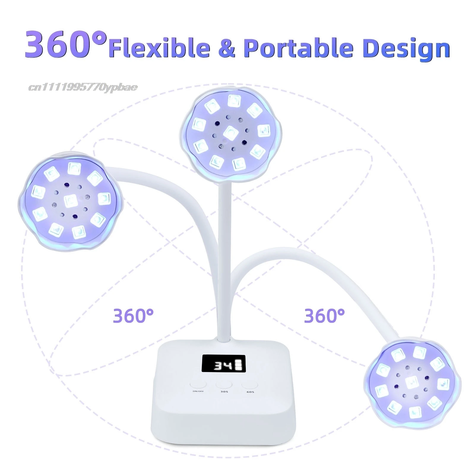 LED Nail Lamp 30W Rechargeable UV Gel Polish Dryer 360 Flexible Gooseneck Smart Sensor Flash Cure Machine For Salon Home view 5