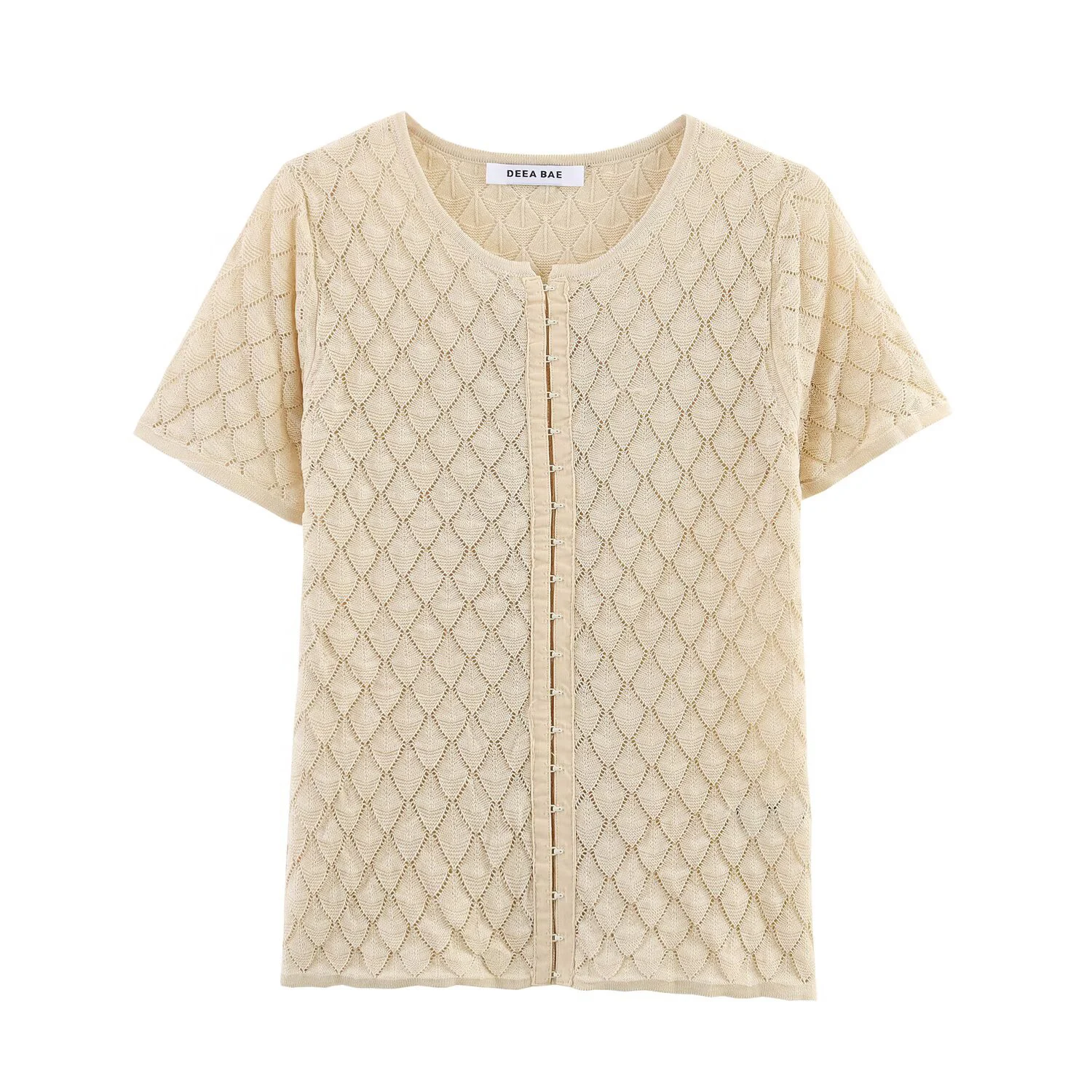 

Корейская версия 2025, женская простая и универсальная темпераментная текстура, тонкая вязаная куртка с круглым вырезом и короткими рукавами