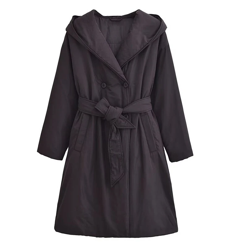 

Loose Women's Mid-Length Cotton Coat Autumn Winter New Sle Double Color Large Outerwear Comfortable Long Sve Commute