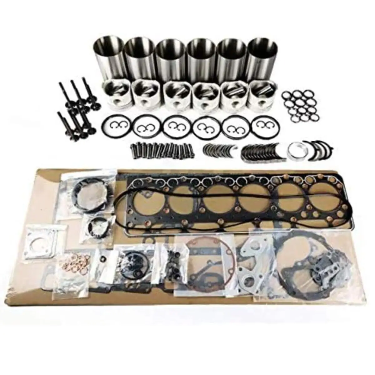 

Комплект для капитального ремонта двигателя XCWoOshop DL06, ремонтный комплект, комплект поршней и гильз с комплектом прокладок для экскаватора Doosan DX225LC