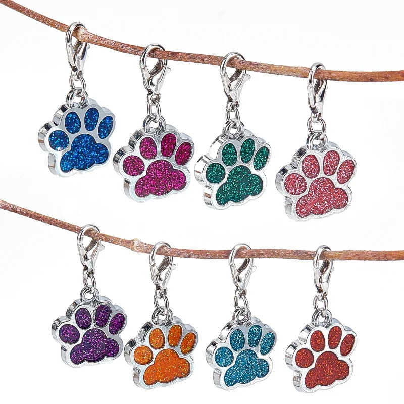 8 Pcs Dog Paw Stitch Markers 8 Styles Enamel Alloy Crochet Stitch Marker Charms Removable Dangle Locking Stitch Marker Quilting