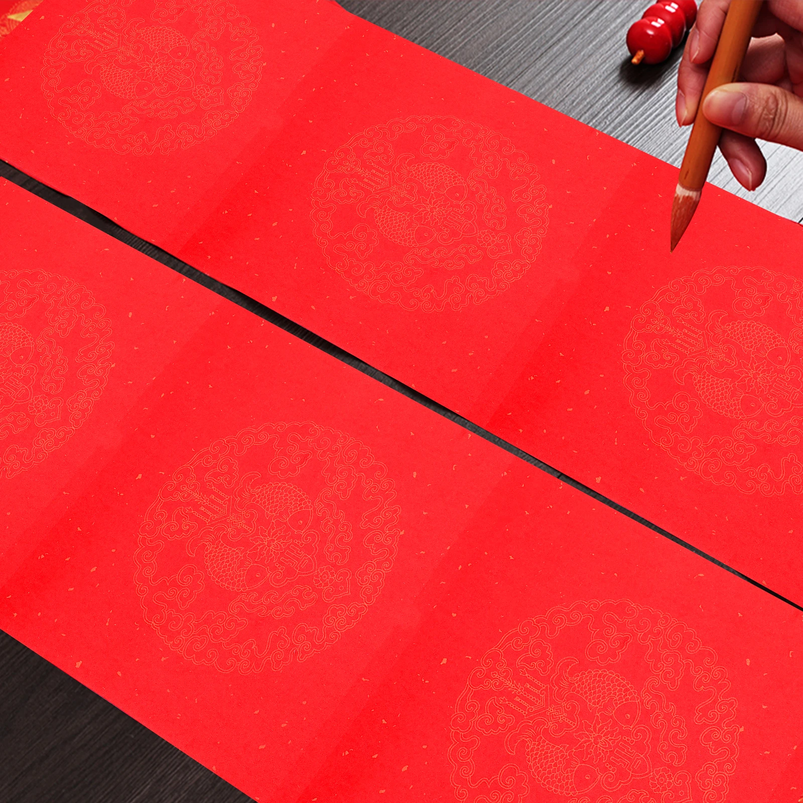 Red Xuan Paper Blank Couplet Spring Festival Writing Calligraphy Long Scroll Lightweight Compact Size Perfect for Wedding