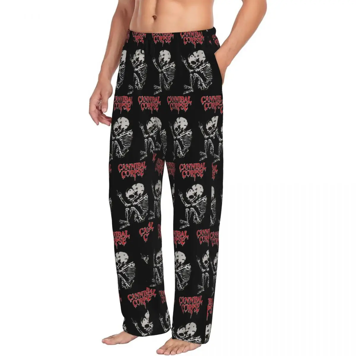 

Пользовательские Cannibal Corpse Heavy Metal Band Horror Мужские пижамные штаны Lounge Sleep Sleepwear Низ с карманами
